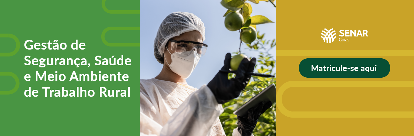 Banner do curso Gestão de Segurança, Saúde e Meio Ambiente de Trabalho Rural baseado na NR 31